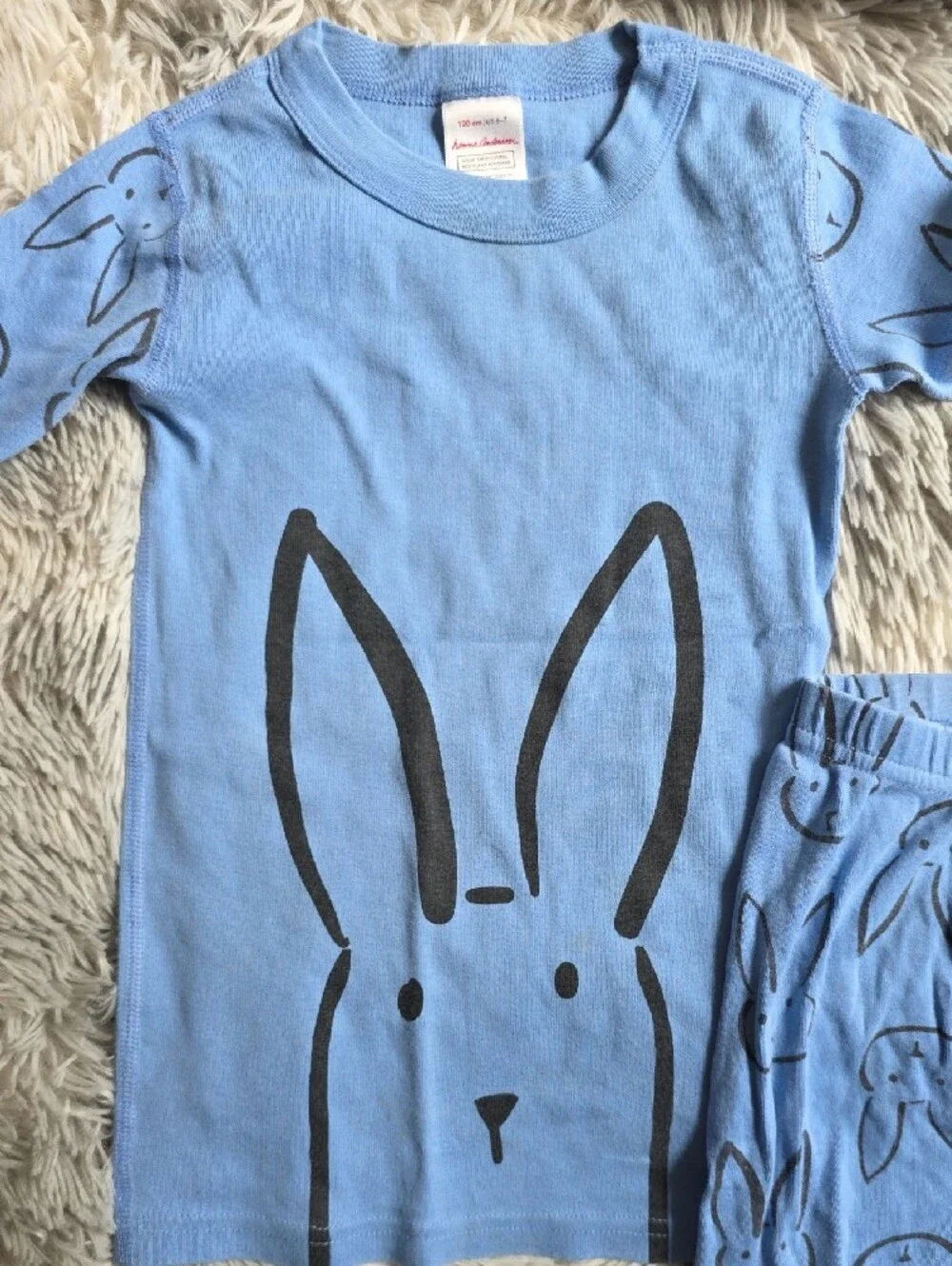 Hanna Andersson Light Blue Bunny Short Sleeve Pajama Set